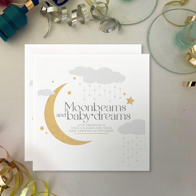 Moonbeams and baby dreams baby shower gray gold serviette (Von Creator hochgeladen)