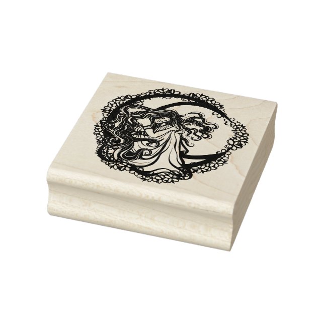 MoonChild Blue Floral Moon Goddess Art Moon Kind Gummistempel (Stempel)