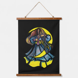 MoonChild Goddess Art Moon Goddesses Moon Child Wandteppich Mit Holzrahmen