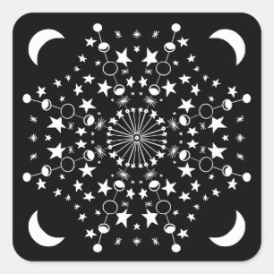 Moonchild Mandala Stars Moon Child Witchy Art Quadratischer Aufkleber