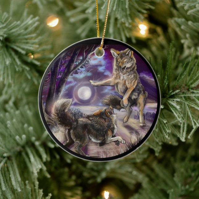 Moondancer Coyotes Keramik Ornament (Baum)