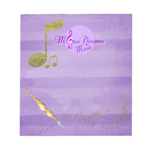 MoonDreams lila u. GoldMusiknoten-extravagantes Notizblock
