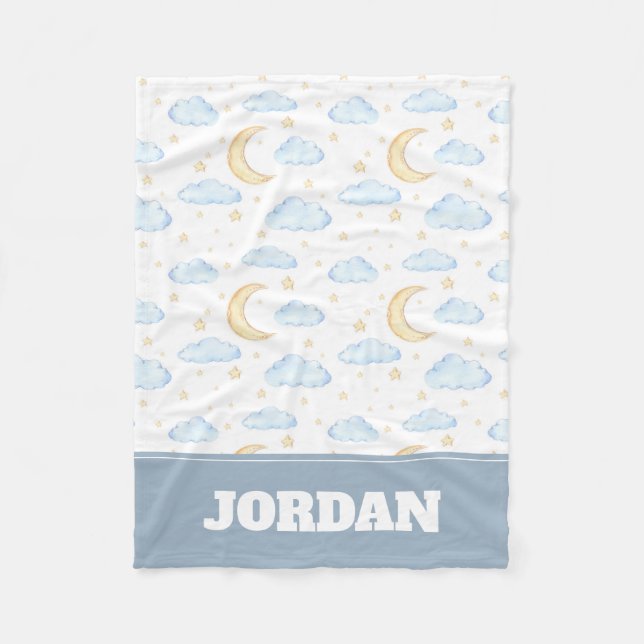 Moonenstars und Wolkenmuster Fleecedecke (Vorderseite)