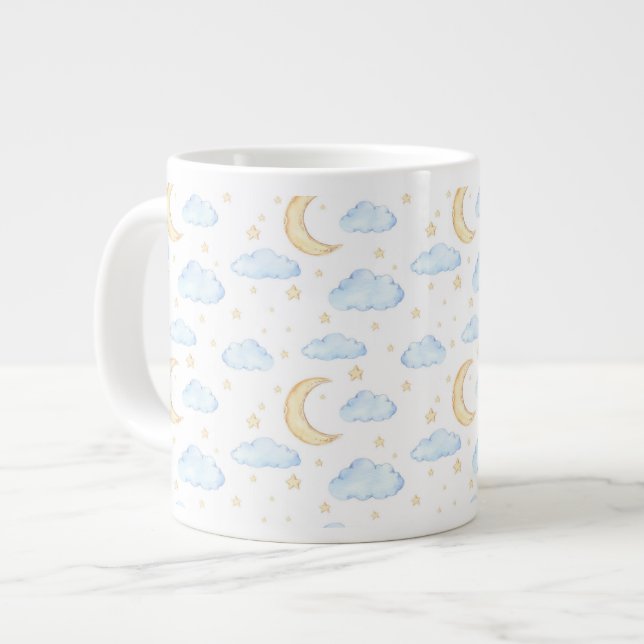 Moonenstars und Wolkenmuster Jumbo-Tasse (Vorderseite Links)
