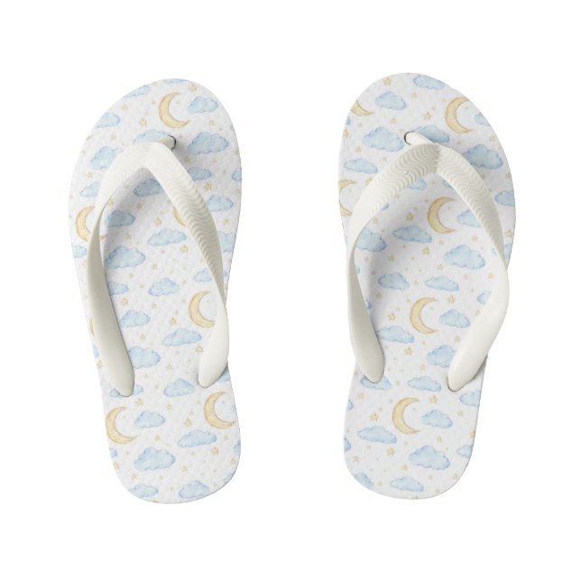 Moonenstars und Wolkenmuster Kinderbadesandalen (Fußbett)