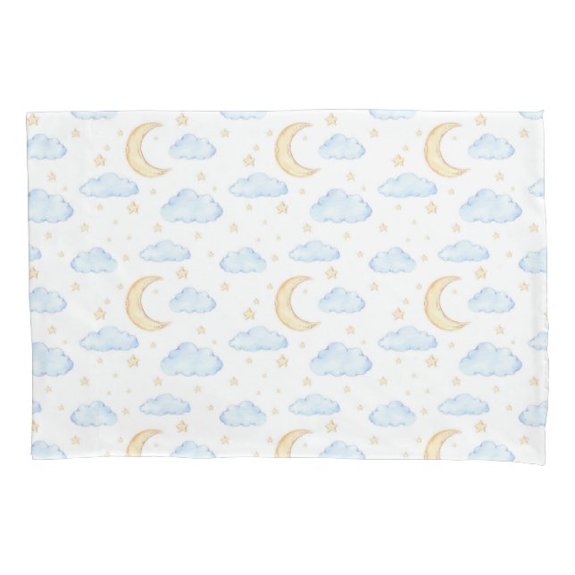 Moonenstars und Wolkenmuster Kissenbezug (Vorderseite)