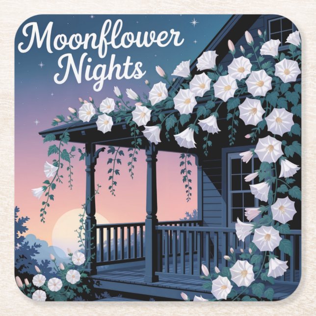 Moonflower Nights Romantisches Untersetzer Set (Vorderseite)