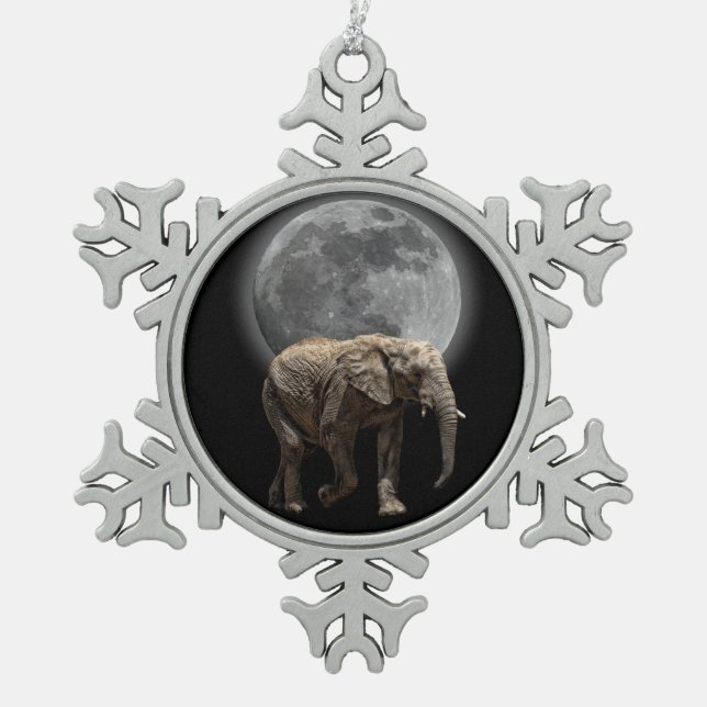 MOONGLOW ELEFANT SCHNEEFLOCKEN Zinn-Ornament (Vorderseite)