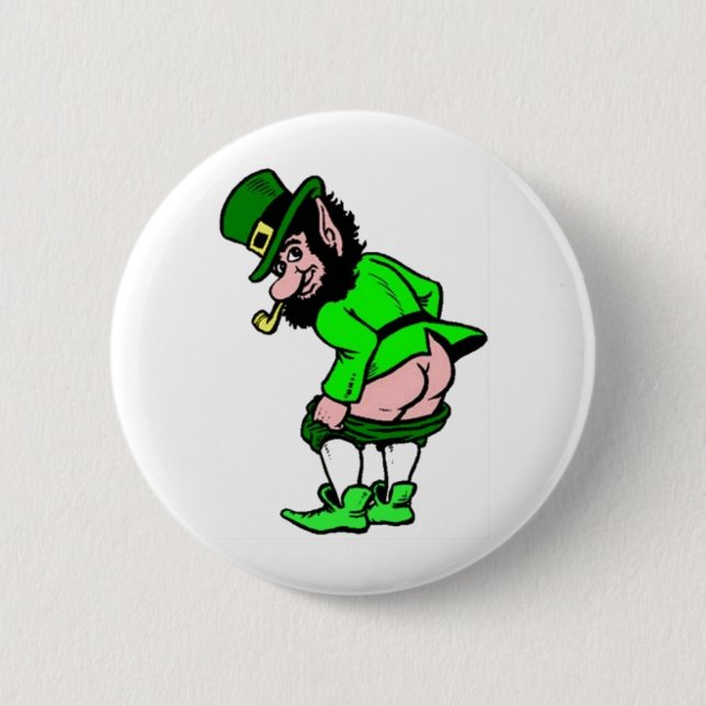 Mooning Leprechaun Button (Vorderseite)