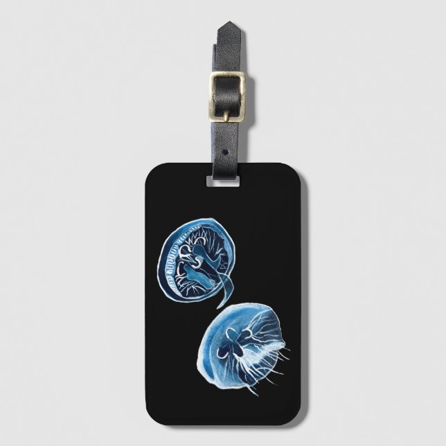 MoonJellyfish Aquarellkunst Gepäckanhänger (Vorderseite Vertikal)