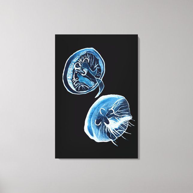 MoonJellyfish Aquarellkunst Leinwanddruck (Vorderseite)