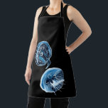 MoonJellyfish Aquarellkunst Schürze<br><div class="desc">Mondqualle,  original Aquarellkunst,  Lumineszente Gelee auf schwarzem Hintergrund.</div>