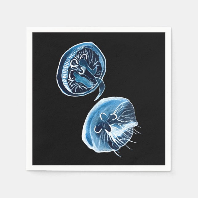 MoonJellyfish Aquarellkunst Serviette (Vorderseite)