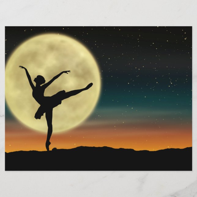 Moonlight Ballet Silhouette Dancer Scrapbook Paper (Vorderseite)