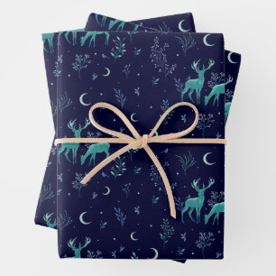 Moonlight Deer Wrapping Paper Sheets Geschenkpapier Set