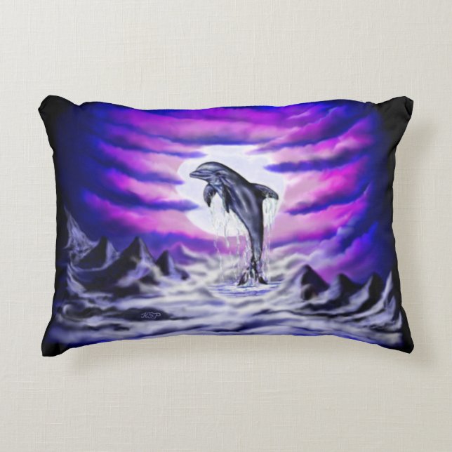 Moonlight Dolphin Dekokissen (Vorderseite)