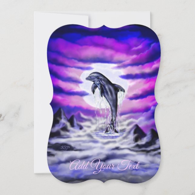 Moonlight Dolphin Einladung (Vorderseite)