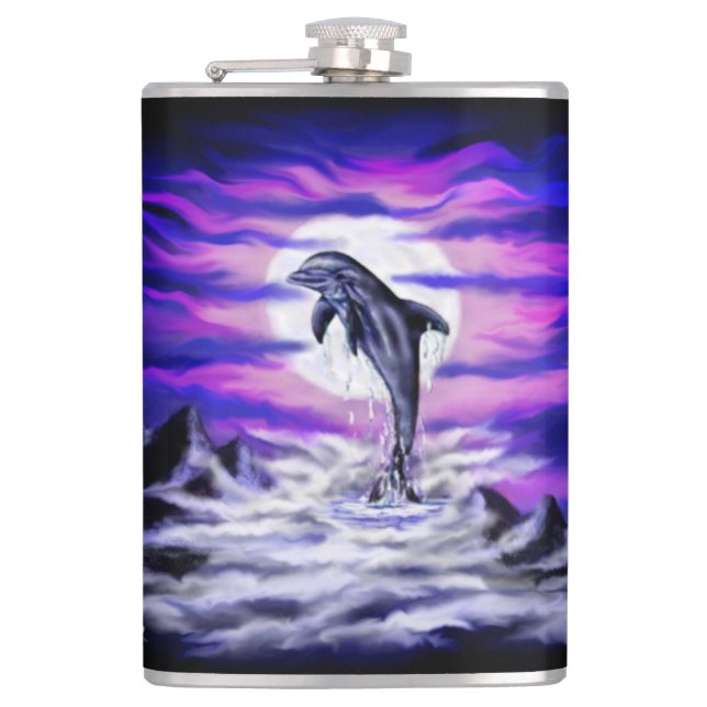 Moonlight Dolphin Flachmann (Vorderseite)