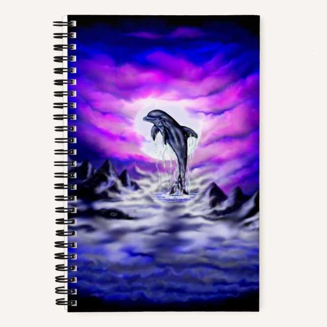 Moonlight Dolphin Notizbuch (Vorderseite)