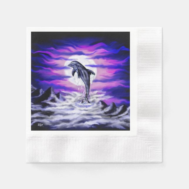 Moonlight Dolphin Serviette (Vorderseite)