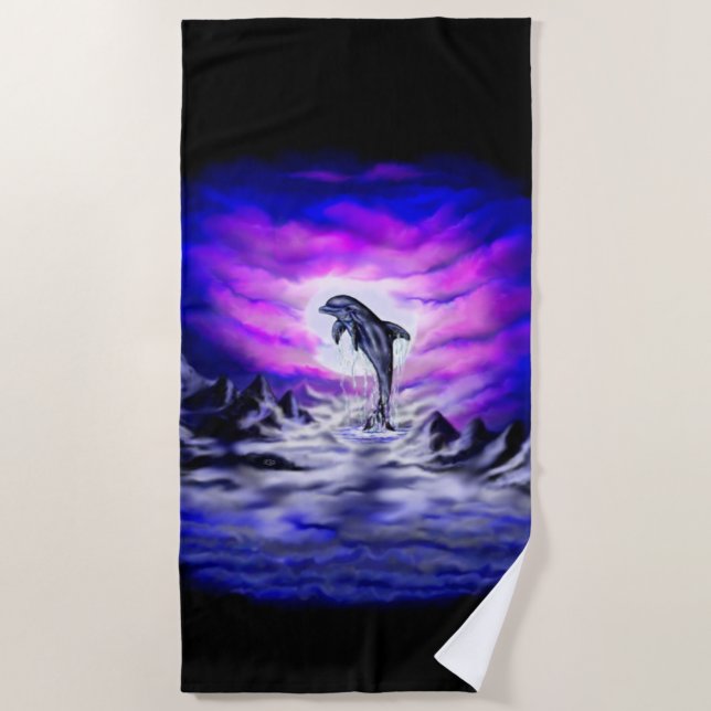 Moonlight Dolphin Strandtuch (Vorderseite)
