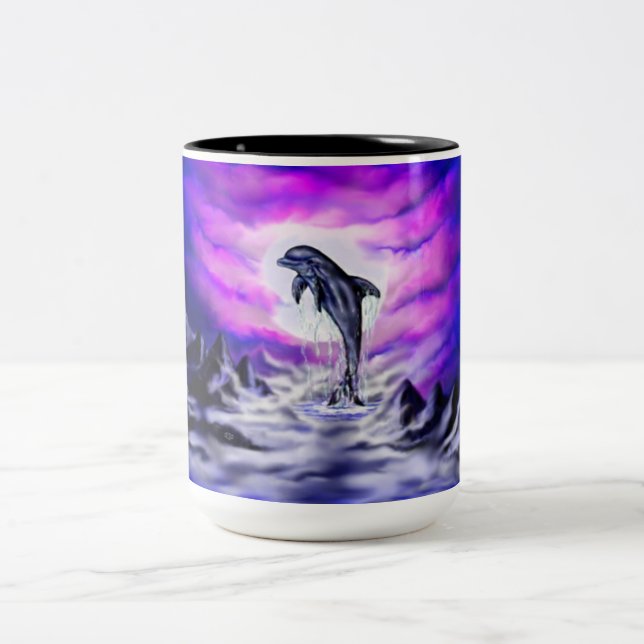 Moonlight Dolphin Zweifarbige Tasse (Mittel)