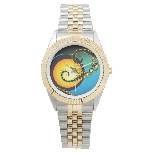 "Moonlight Fraktal Art Design Armbanduhr (Vorderseite)