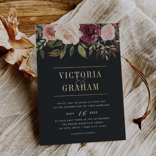 Moonlight Garden Dark Watercolor Folieneinladung (Von Creator hochgeladen)