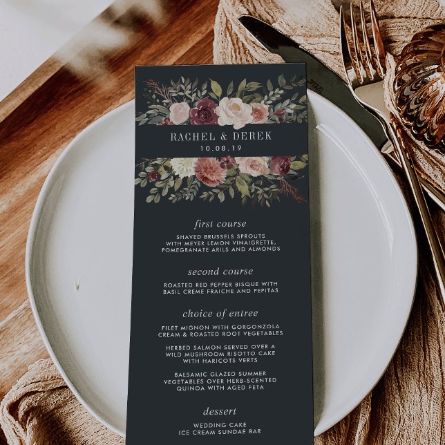 Moonlight Garden Wedding Menu Card Menükarte (Von Creator hochgeladen)