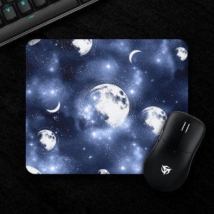 Moonlight Glow Moon Phasen in Sky Clouds Mousepad