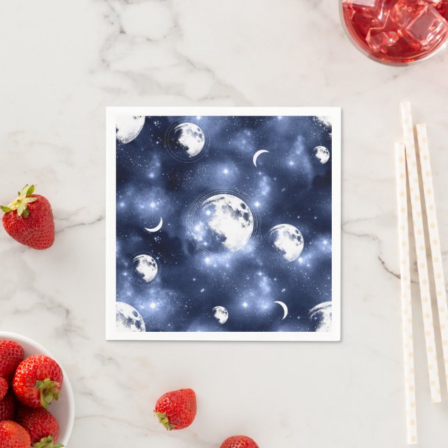 Moonlight Glow Moon Phasen in Sky Clouds Serviette (Beispiel)