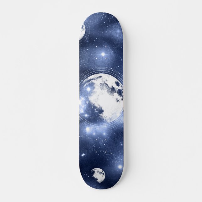 Moonlight Glow Moon Phasen in Sky Clouds Skateboard (Vorne)