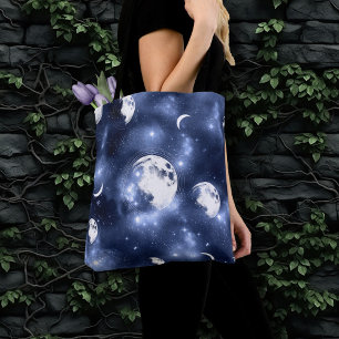 Moonlight Glow Moon Phasen in Sky Clouds Tasche