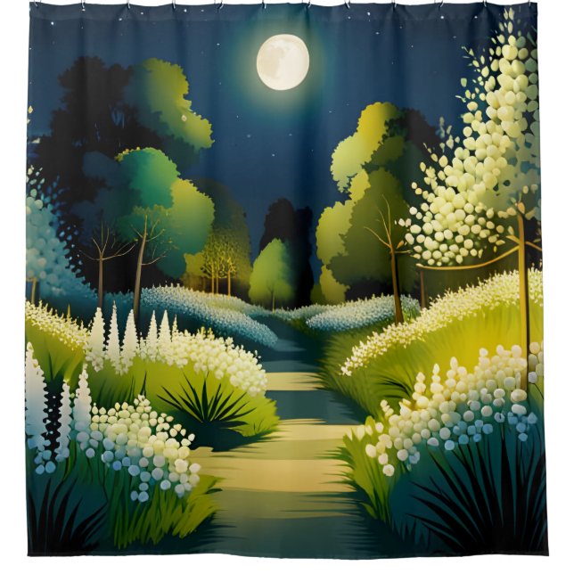 Moonlight Magic Garden Duschvorhang (Vorderseite)