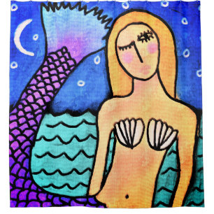 Moonlight Mermaid Abstrakt Art Art Duschvorhang