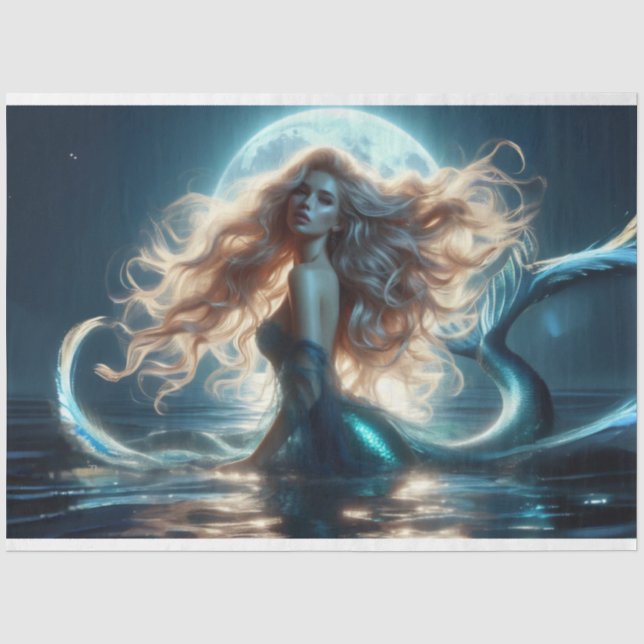 Moonlight Mermaid Night Tissue Paper Seidenpapier (Vorderseite)