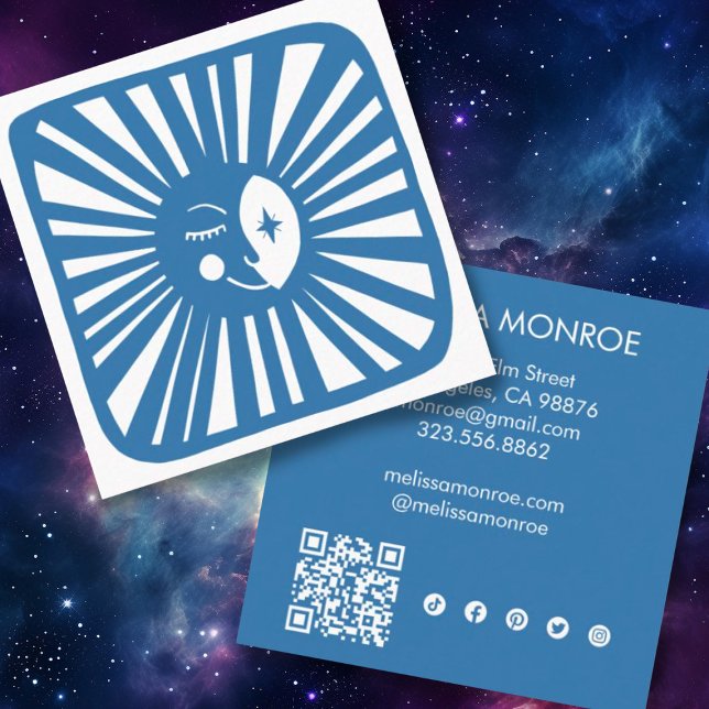 Moonlight Niedlich Charming Moon Social Media QR-C Quadratische Visitenkarte (Von Creator hochgeladen)
