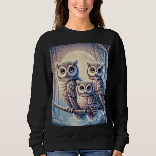 Moonlight Owls - Eleganter und stilvoller T - Shir Sweatshirt (Vorderseite)