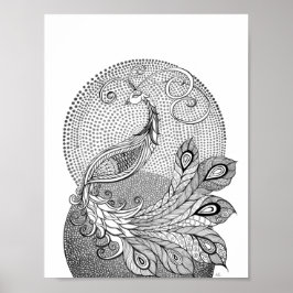 Moonlight Peacock Poster