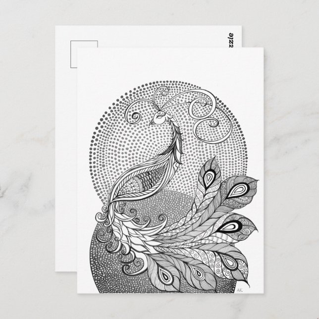 Moonlight Peacock Postkarte (Vorne/Hinten)