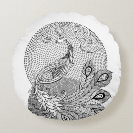 Moonlight Peacock Rundes Kissen