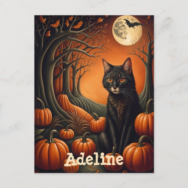 Moonlight Pumpkin Patch Personalisiert Halloween Postkarte (Vorderseite)