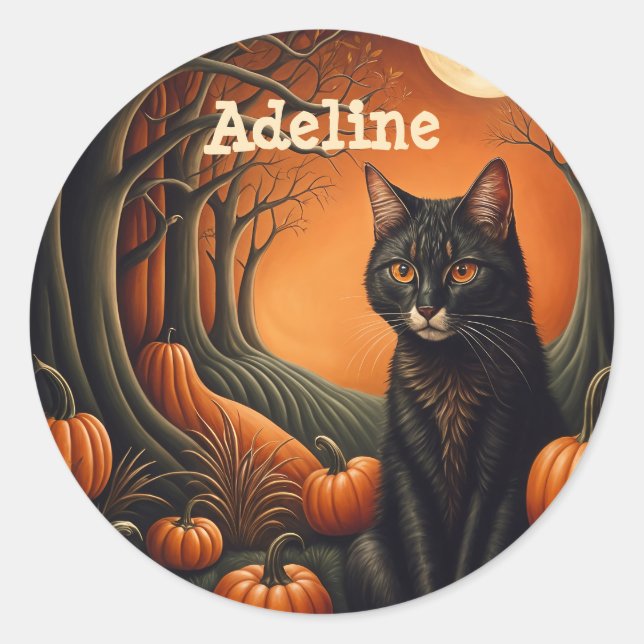 Moonlight Pumpkin Patch Personalisiert Halloween Runder Aufkleber (Vorderseite)
