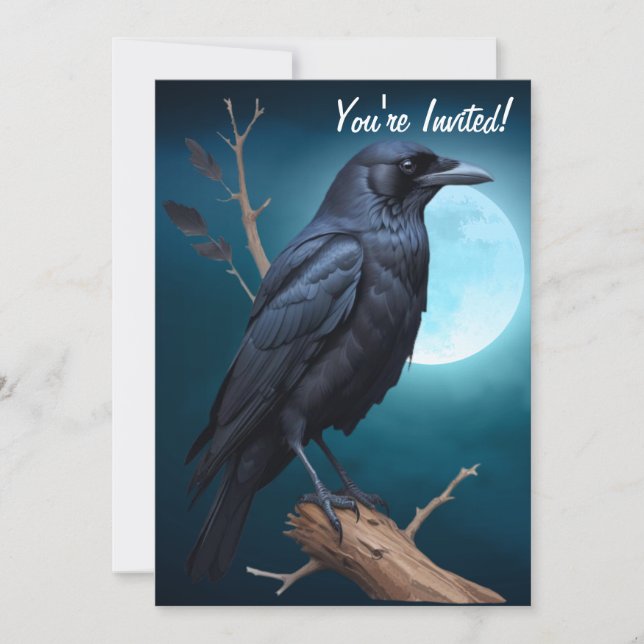 Moonlight Raven Halloween Einladung (Vorderseite)