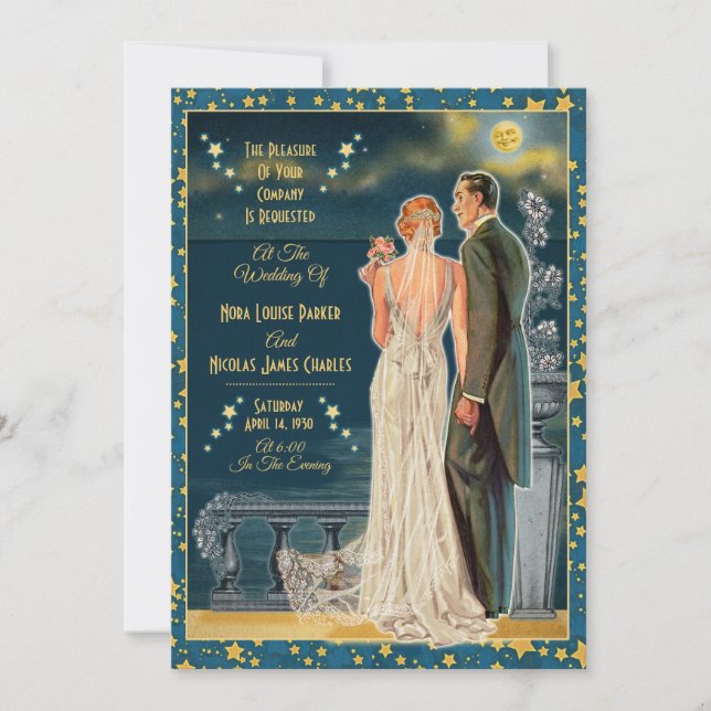 Moonlight Romance Hochzeit Einladungen - Redhead (Vorderseite)