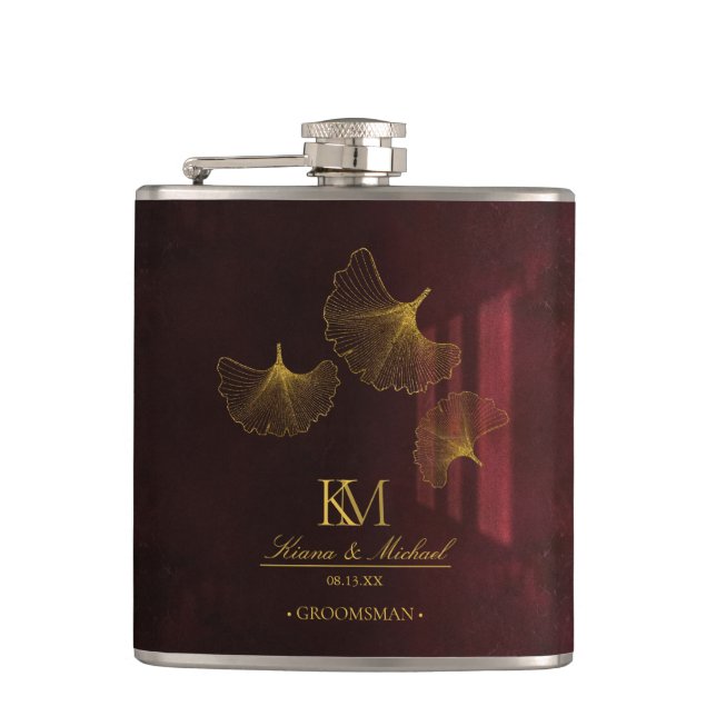 Moonlight Romance Trauzeuge Burgundy ID881 Flachmann (Vorderseite)