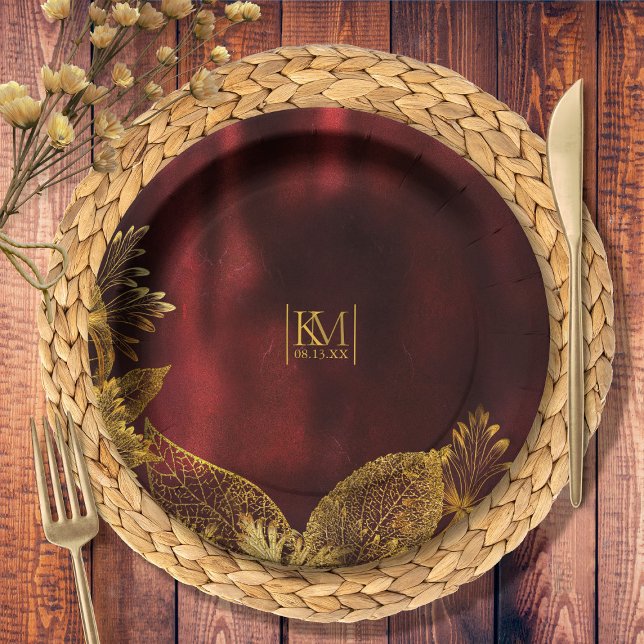 Moonlight Romance Wedding Burgundy ID881 Pappteller (Von Creator hochgeladen)