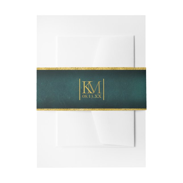 Moonlight Romance Wedding Emerald Green ID881 Einladungsbanderole (Vorderseite Beispiel)