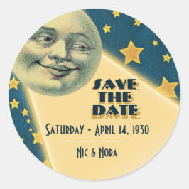 Moonlight Romance Wedding - Save the Date Runder Aufkleber