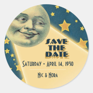 Moonlight Romance Wedding - Save the Date Runder Aufkleber